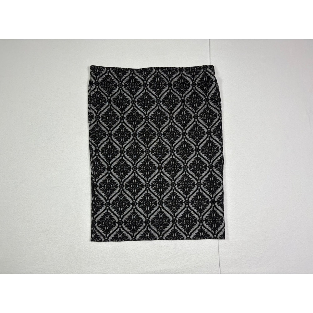Apt 9 Womens Medium Black Gray Damask Medallion Pencil Skirt Stretch Knee Length